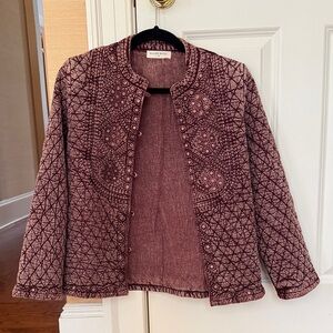 Quilted Embroidered Jacket - Rosewood